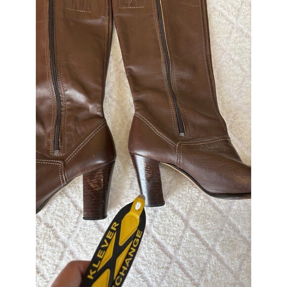 Vintage Authentic 70’s Women’s Brown Leather Knee High 3 Inch Heel Boots. 5 1/2 - Picture 8 of 16